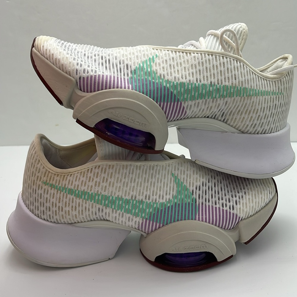 Nike WMNS White Sneakers with Orange and Green Swooshes NIKE AIR ZOOM SUPERREP 2 - Picture 15 of 16